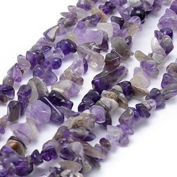 Natural Amethyst Beads Strands, Chip, 5~8mm, Hole: 1mm, about 33 inch(84cm)