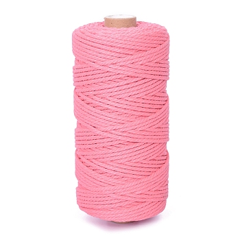 100M Round Cotton Braided Cord, for DIY Handmade Tassel Embroidery Craft, Hot Pink, 3mm, about 109.36 Yards(100m)/Roll