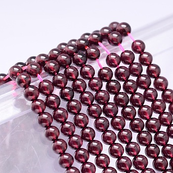 Mozambique Import Grade AA Garnet Round Beads Strands, 5mm, Hole: 1mm, about 75pcs/strand, 15 inch