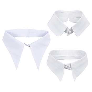 3Pcs 3 Styles Cotton Faux Collar, Neckline Trim, DIY Garment Accessories, White, 60~132x200~527x3.5~4mm, 1pc/style