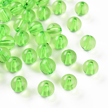 Transparent Acrylic Beads, Round, Lawn Green, 10x9mm, Hole: 2mm, about 940pcs/500g