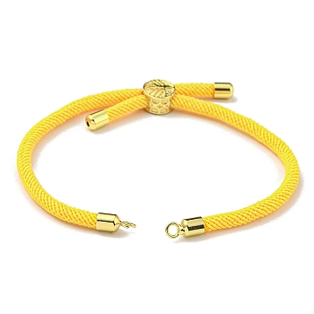 Nylon Cords Bracelet Makings Fit for Connector Charms, with Golden Brass Tree Slider Beads, Long-Lasting Plated, Yellow, 8-5/8 inch(22cm), Hole: 1.9mm