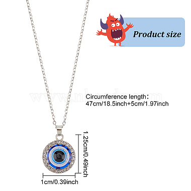 2Pcs 2 Colors Blue Plastic Evil Eye with Crystal Rhinestone Pendant Necklaces Set(NJEW-AN0001-25)-2