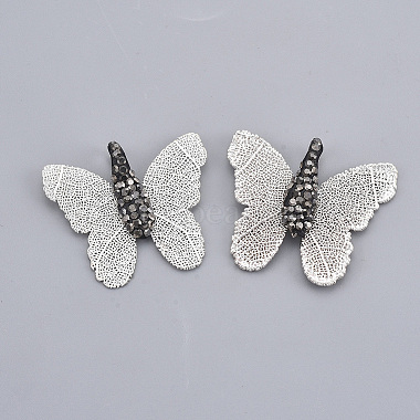 Silver Butterfly Iron+Rhinestone Pendants