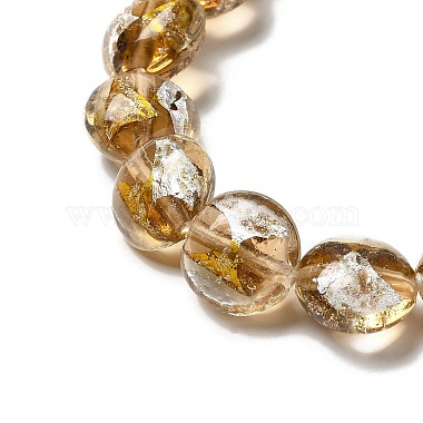 perles rondes plates faites à la main en sable doré et en sable argenté(FOIL-C001-02E)-3