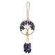 Wire Wrapped Chips Natural Lapis Lazuli Big Pendant Decorations(HJEW-SZ0001-27G)-1