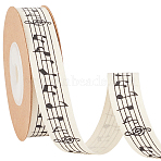 10M Printed Polycotton Ribbons, Musical Note Pattern, for Gift Packaging, Old Lace, 5/8 inch(15mm), about 10.94 Yards(10m)/Roll(SRIB-CY0001-48)