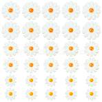 30Pcs 3 Styles Natural Freshwater Shell Beads, Flower, with Yellow Enamel, White, 8~12x4~4.5mm, Hole: 0.8~0.9mm, 10pcs/style(SHEL-SC0001-91)