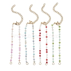 Handmade Glass Faceted Rondelle Bead Link Chain Bracelet Making, with 304 Stainless Steel Findings, Golden, Mixed Color, 6.22 inch(15.8cm)(AJEW-JB01584)