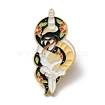 Snake Enamel Pin, Light Gold Plated Alloy Badge for Corsage Scarf Clothes, Colorful, 36x17.5x1.5mm, Pin: 1mm(JEWB-WH0029-32E)