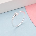 925 Sterling Silver Micro Pave Clear Cubic Zirconia Open Cuff Rings for Women, Cat Claw, with S925 Stamp, Silver, US Size 7 1/4(17.5mm)(STER-N016-143S)