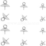 202 Stainless Steel Peg Bails Pendants, for Half Drilled Beads, with 304 Stainless Steel Pin, Stainless Steel Color, Tray: 4.5~7.5mm, 8.5x6~8mm, Hole: 1.5mm, Pin: 0.7mm, 60pcs/box(STAS-UN0011-20)