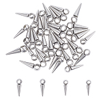 48Pcs 2 Styles 201 Stainless Steel Pendants, Cone Charm, Stainless Steel Color, 18~20x6~6.5x4.5~5mm, Hole: 3.5~4mm, 24pcs/style(STAS-HY0001-62)
