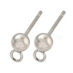 Non-Tarnish 304 Stainless Steel Stud Earring Findings, Round, Stainless Steel Color, 15x4x4mm, Hole: 1.8mm, Pin: 10x0.8mm(STAS-O004-10B-P)