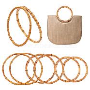 PandaHall Elite 6 Pcs Flat Round Bamboo Bag Handle, Bag Replacement Accessories, BurlyWood, 14.3x1.1cm, Inner Diameter: 12.45cm, 2pcs/styles(WOOD-PH0001-62)