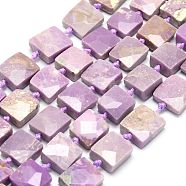 Natural Lepidolite Beads Strands, Faceted, Square, 11.5~12.5x11.5~12.5x4.5~5.5mm, Hole: 0.8mm, about 34~37pcs/strand, 16.54~17.32 inch(42~44cm)(G-G106-D04-02)