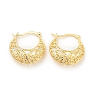 Brass Hoop Earrings for Women, Hollow Moon Earrings, Real 18K Gold Plated, 25.5x25x8mm, Pin: 0.7x2mm(KK-B062-04G)