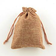 Polyester Imitation Burlap Packing Pouches Drawstring Bags, Peru, 18x13cm(ABAG-R004-18x13cm-03)