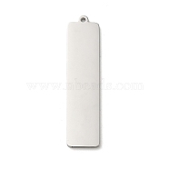 304 Stainless Steel Pendants, Laser Cut, Rectangle Charm, Stainless Steel Color, 42x10x1.5mm, Hole: 1.4mm(STAS-K270-08A-P)