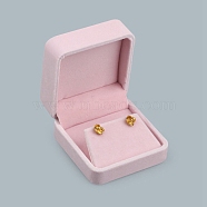 Velvet Box, for Earring Box, Square, Pearl Pink, 7x7x3.5cm(PW-WG62801-01)