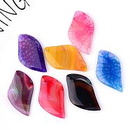 Natural Agate Pendants, Dyed, Nuggets, Mixed Style, Mixed Color, 49~53x29~31x5~6.5mm, Hole: 1.5~2mm(G-S207-M1)