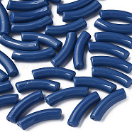 Opaque Acrylic Beads, Curved Tube, Prussian Blue, 32x10x8mm, Hole: 1.8mm(MACR-S372-002B-18-3921)