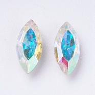 Imitation Austrian Crystal Glass Rhinestone, Grade A, Pointed Back & Back Plated, Horse Eye, Light Sapphire AB, 12x6x4mm(RGLA-K007-6X12-221AB)