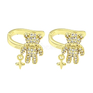 Brass Micro Pave Cubic Zirconia Cuff Earrings, Bear, Real 18K Gold Plated, 15x14.5mm(EJEW-C104-060G)