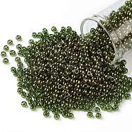 TOHO Round Seed Beads, Japanese Seed Beads, (324) Gold Luster Moss Green, 8/0, 3mm, Hole: 1mm, about 1111pcs/50g(SEED-XTR08-0324)