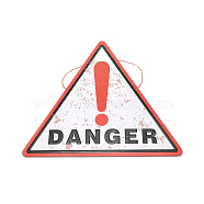 Tinplate Hanging Warning Signs, Triangle, Word DANGER, WhiteSmoke, 300x343x6mm(HJEW-WH0010-80A)