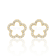 Silver Micro Pave Zirconia Earrings, Flower(QK5383-1)