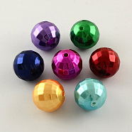 ABS Plastic Imitation Pearl Faceted Round Beads, Mixed Color, 20mm, Hole: 2.5mm(X-MACR-S251-M)