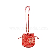 Chinese Brocade Sachet Coin Pouches, Drawstring Floral Embroidered Jewelry Bag Gift Pouches, for Women Girls, Red, 32cm(ABAG-WH0038-02C)