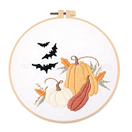DIY Halloween Theme Embroidery Kits, Including Printed Cotton Fabric, Embroidery Thread & Needles, Pumpkin Pattern, 300x300mm(SENE-PW0009-09B)
