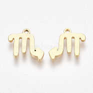Ion Plating(IP) 304 Stainless Steel Charms, Constellation, Golden, Scorpio, 10x9.5x1mm, Hole: 0.8mm(X-STAS-S107-06F)