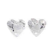 304 Stainless Steel Stud Earring Finding, with Ear Nuts, Heart, Stainless Steel Color, 11.3x12mm, Hole: 1.5mm, Pin: 0.8mm(EJEW-I285-11P)