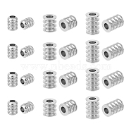 42Pcs 3 Style 303 Stainless Steel Beads, Grooved Column, Stainless Steel Color, 8.2~11.3x6~8mm, Hole: 2.8~4mm, 14pcs/style(STAS-UN0055-45)