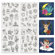 4 Sheets 11.6x8.2 Inch Stick and Stitch Embroidery Patterns, Non-woven Fabrics Water Soluble Embroidery Stabilizers, Mixed Shapes, 297x210mmm(DIY-WH0455-130)