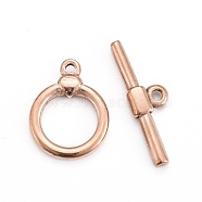 Ion Plating(IP) 304 Stainless Steel Toggle Clasps, Ring, Rose Gold, Ring: 18x14x3mm, Hole: 1.5mm, Bar: 23.5x7x3, Hole: 1.8mm(STAS-D142-04A-RG)