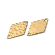 Brass Connector Charms, Textured Rhombus Links, Raw(Unplated), 15x8x0.5mm, Hole: 1.2mm(KK-WH0062-25C)