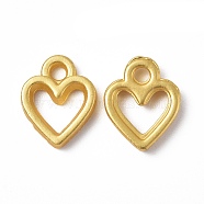 Rack Plating Alloy Pendants, Cadmium Free & Lead Free & Nickle Free, Heart Charm, Matte Gold Color, 10.5x8.5x1.5mm, Hole: 1.6mm(PALLOY-I215-17G)