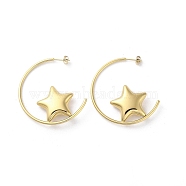 Ion Plating(IP) 304 Stainless Steel Stud Earrings, Star, Golden, 46.5x2mm(EJEW-M249-03G)