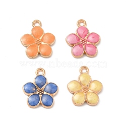 Alloy Pendants, with Enamel, Flower Charm, Golden, Random Color, 17x14.5x2mm, Hole: 1.7mm(ENAM-M052-08G)