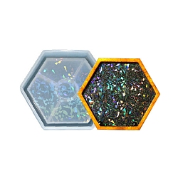 Silicone Laser Effect Cup Mat Molds, Resin Casting Molds, for UV Resin & Epoxy Resin Craft Making, Hexagon Pattern, 107x122x14.5mm, Inner Diameter: 101x116x12mm(DIY-C061-03A)