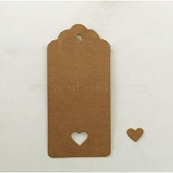 Jewelry Display Kraft Paper Price Tags, Rectangle with Heart, Sienna, 95x45mm, 100pcs/bag(CDIS-WH0002-D03)