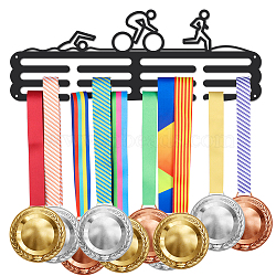 Sports Theme Iron Medal Hanger Holder Display Wall Rack, with Screws, Triathlon Pattern, 150x400mm(ODIS-WH0021-444)