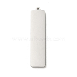 Non-Tarnish 304 Stainless Steel Pendants, Laser Cut, Rectangle Charm, Stainless Steel Color, 42x10x1.5mm, Hole: 1.4mm(STAS-K270-08A-P)