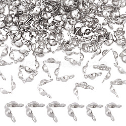 200Pcs 2 Size 304 Stainless Steel Bead Tips, Calotte Ends, Clamshell Knot Cover, Stainless Steel Color, 4~5x2.5~3.5mm, Hole: 1mm, Inner Diameter: 1.6~2mm, 100Pcs/size(STAS-UN0049-85)