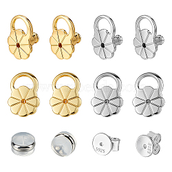 12Pcs 925 Sterling Silver & Silicone & Brass Ear Nuts, Mixed Color, 6~12x6~8x5~5.5mm(FIND-ME0002-85)