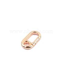 Alloy Spring Ring Clasps, Oval, Rose Gold, 33x17mm(PW-WGE185D-01)